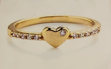 Load image into Gallery viewer, Gold Plated Solid Heart and CZ Band Ring