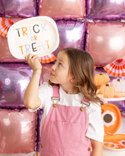 Load image into Gallery viewer, Trick or Treat Word Bubble Shaped Paper Plate