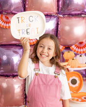 Load image into Gallery viewer, Trick or Treat Word Bubble Shaped Paper Plate