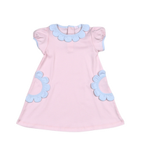 Load image into Gallery viewer, Patti Pink Dress w/ Petal Trim