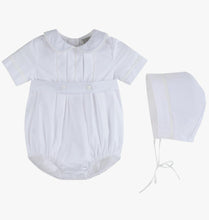 Load image into Gallery viewer, Collared Button Romper with Bonnet
