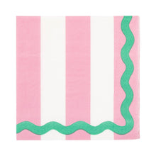 Load image into Gallery viewer, Pink Stripe & Green Ric Rac Cocktail Napkin Set