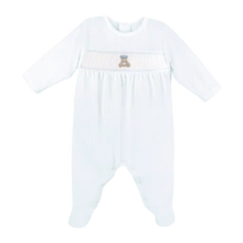 Load image into Gallery viewer, Love Teddy Smocked Velour Footie