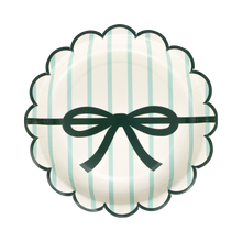 Load image into Gallery viewer, Christmas Stripes Scalloped Plate Set