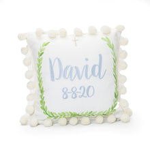 Load image into Gallery viewer, Cross Pillow w/ Pom Pom Trim