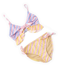 Load image into Gallery viewer, Pastel Stripe 2-PC Ruffled Swimsuit