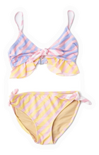 Load image into Gallery viewer, Pastel Stripe 2-PC Ruffled Swimsuit