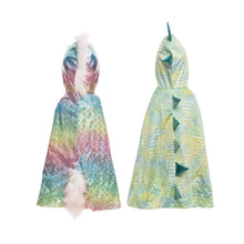 Load image into Gallery viewer, Rainbow Reversible Unicorn Dragon Cape