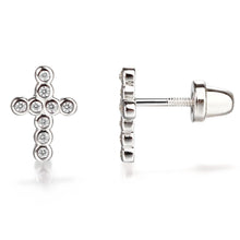 Load image into Gallery viewer, Sterling Silver Cross CZ Earrings