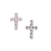 Load image into Gallery viewer, Sterling Silver Cross CZ Earrings