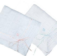Load image into Gallery viewer, Contrast Ribbon Pointelle Knit Blankets