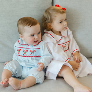 Candy Canes Smocked Long Bubble