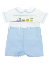 Load image into Gallery viewer, Smocked Trains Bobby Suit
