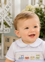 Load image into Gallery viewer, Smocked Trains Bobby Suit
