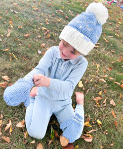 Lt Blue Knit Mittens