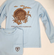 Load image into Gallery viewer, L/S Blue F&amp;F Turkey Pocket Tee
