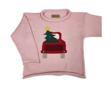 Load image into Gallery viewer, Pink Rolled Neck Christmas Truck Sweater
