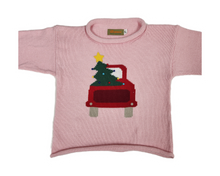 Load image into Gallery viewer, Pink Rolled Neck Christmas Truck Sweater
