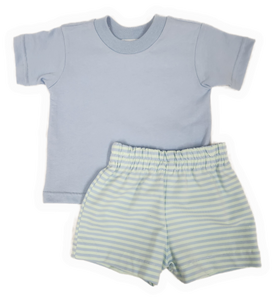 T-Shirt & Striped Knit Shorts Set