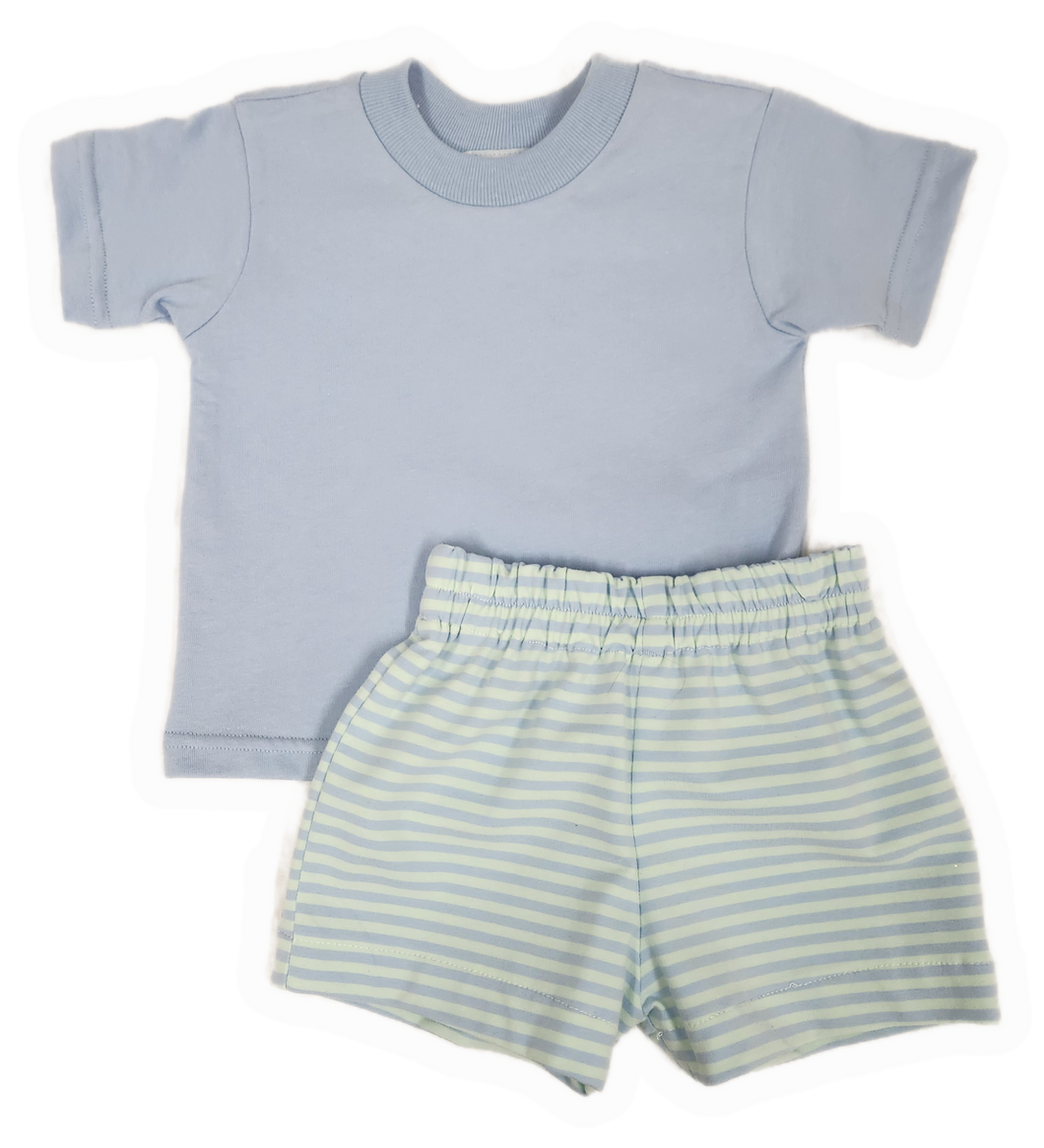 T-Shirt & Striped Knit Shorts Set