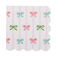 Load image into Gallery viewer, Bow Stripe Scallop Cocktail Napkins

