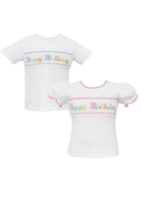 Load image into Gallery viewer, Smocked Happy Birthday T-Shirt
