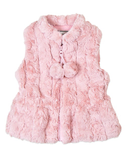 Peplum Pom Pom Vest - Pink Ripple Stripe