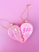 Load image into Gallery viewer, Glittered BFF Heart Christmas Ornament Set
