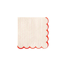Load image into Gallery viewer, Pink Stripe Scallop Cocktail Napkins
