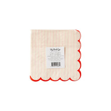 Load image into Gallery viewer, Pink Stripe Scallop Cocktail Napkins
