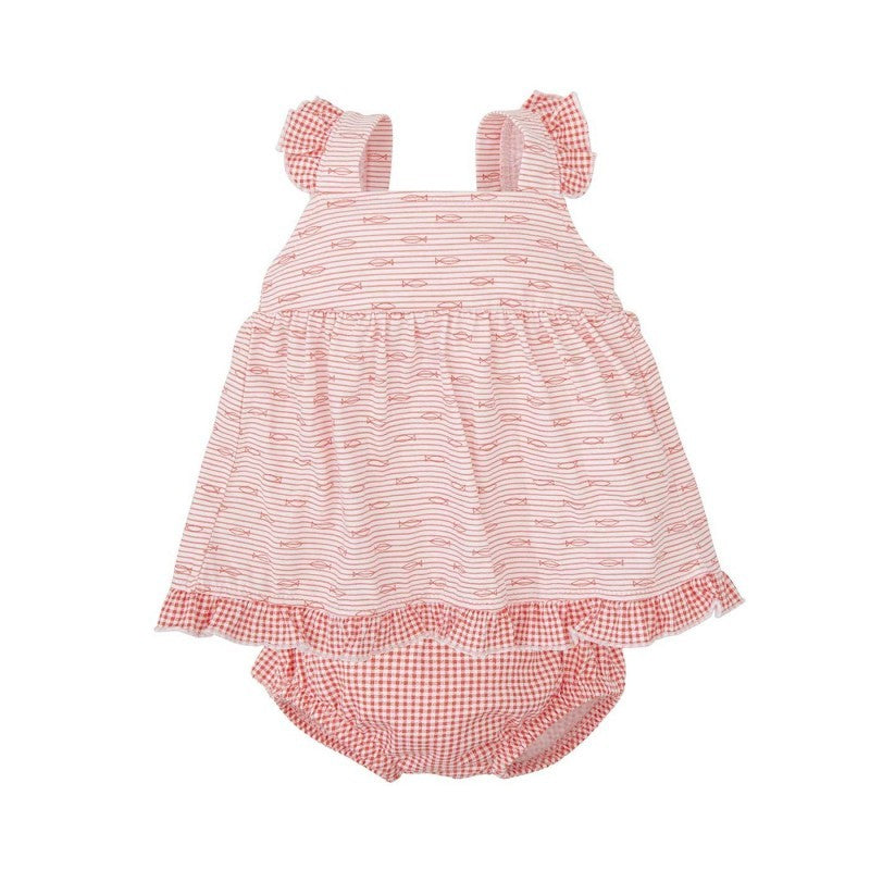 Coral Dress with Diaper Cover