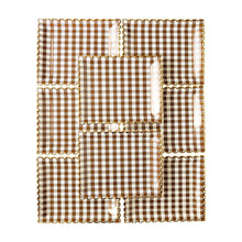 Load image into Gallery viewer, Brown Gingham Scalloped Plate
