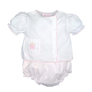 Shadow Stitch Bow Diaper Set