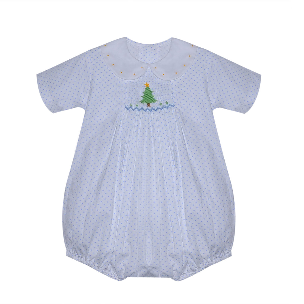 Smocked Charlie Boy Bubble - Christmas Tree