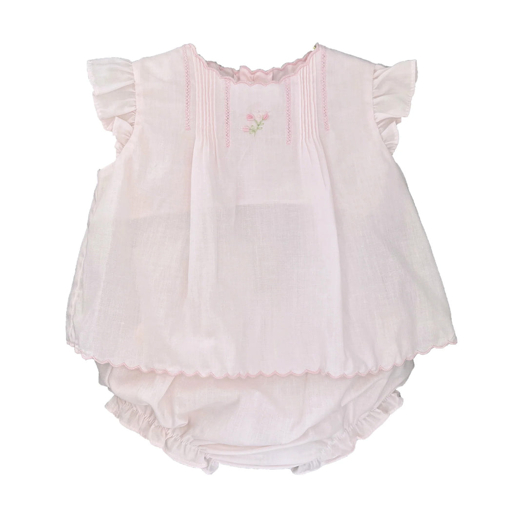 Flower Emb Diaper Set