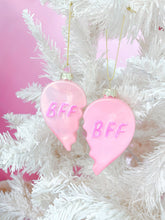 Load image into Gallery viewer, Glittered BFF Heart Christmas Ornament Set
