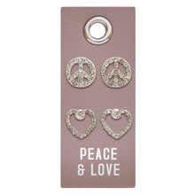 Load image into Gallery viewer, Silver Stud Earrings - Peace &amp; Love
