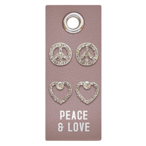 Silver Stud Earrings - Peace & Love