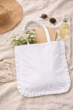 Load image into Gallery viewer, White Canvas Ruffle Tote
