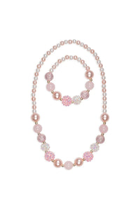 Pinky Pearl Necklace & Bracelet Set