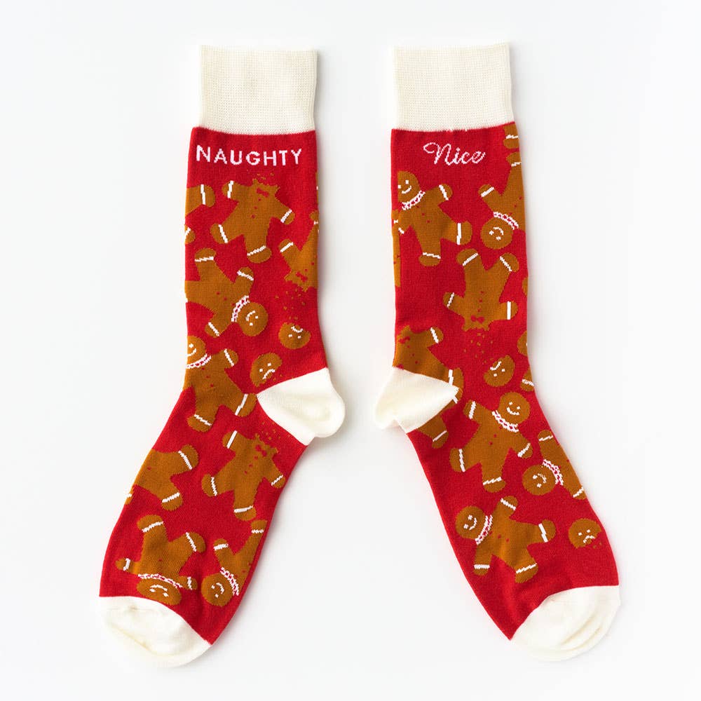 Naughty Nice Gingerbread Socks