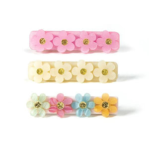 Flowers Satin Hair Clips 3pc Set