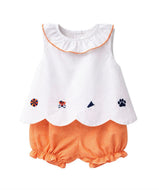 Elaine Scallop Bloomer Set- Orange Tigers