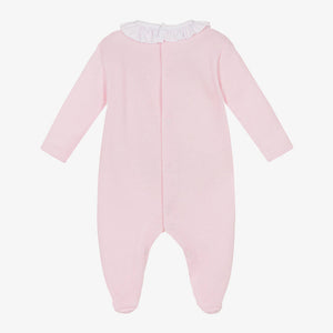 Pink Knit Ruffled Footie