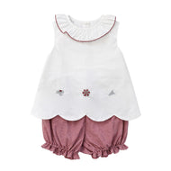 Elaine Scallop Bloomer Set- Crimson Elephants