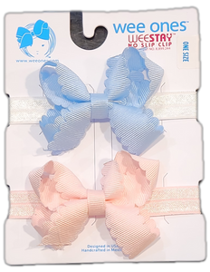 2pk Scallop Mini Bow on Bands