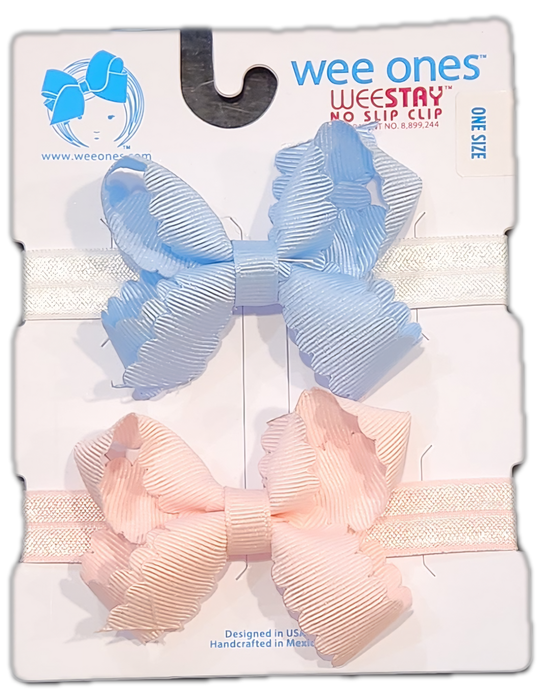 2pk Scallop Mini Bow on Bands