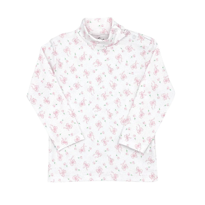 Bow Print Pima Turtleneck