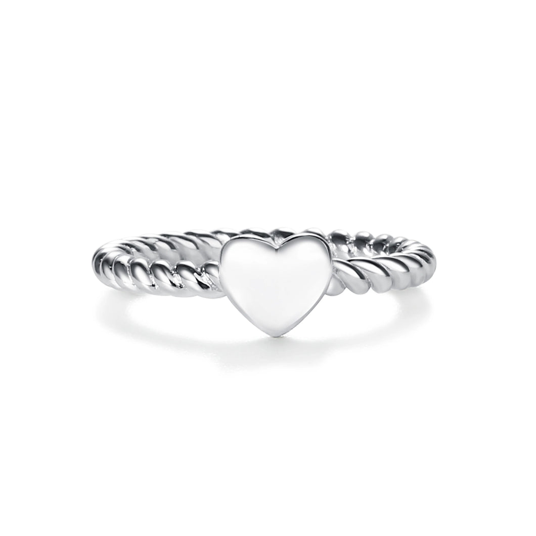 Sterling Silver Twisted Band w/ Heart