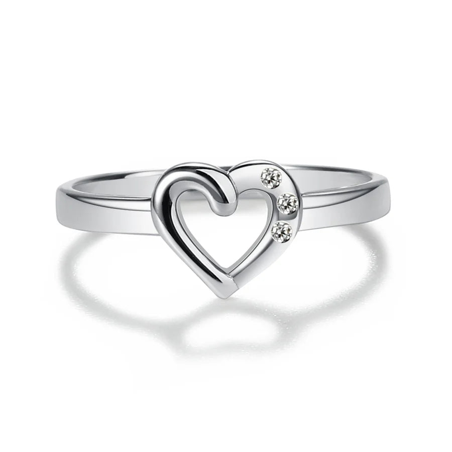 Sterling Silver Open Heart w/ CZs Baby Ring